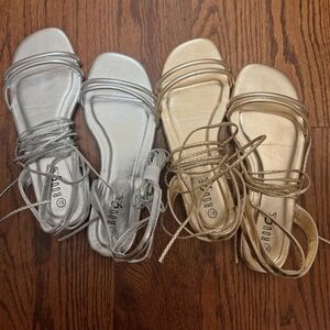 Gold and sliver lace-up sandals 8.5